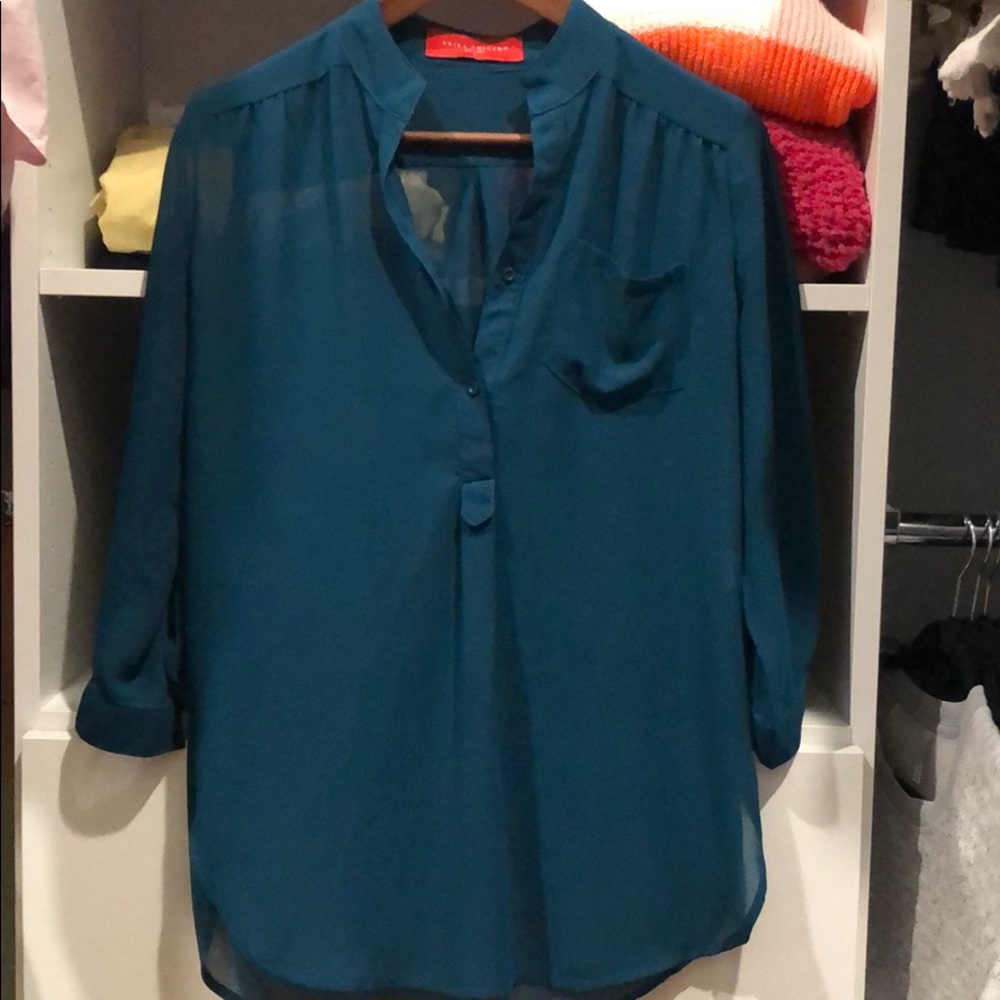 Akira Red Label 3/4 sleeve sheer top